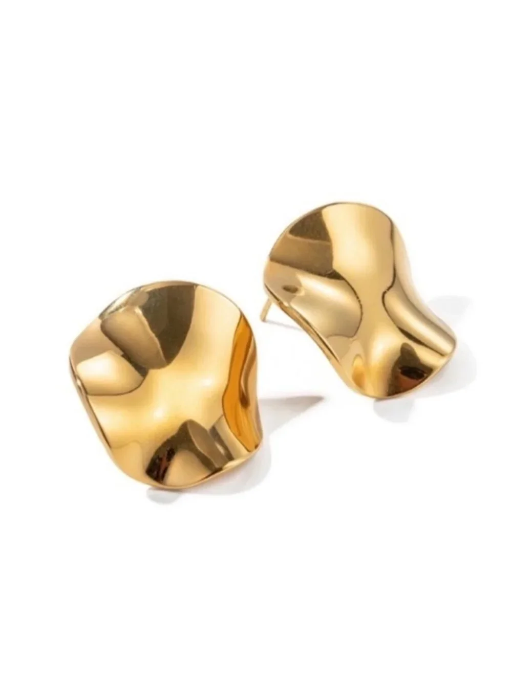 New! Gold Wave Coin Post Earrings (1019) NWOT